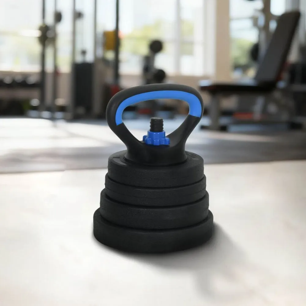 vidaXL Fitness Y Musculación-Set de Mancuernas, Barra y Kettlebell 4 en 1 30kg 30kg