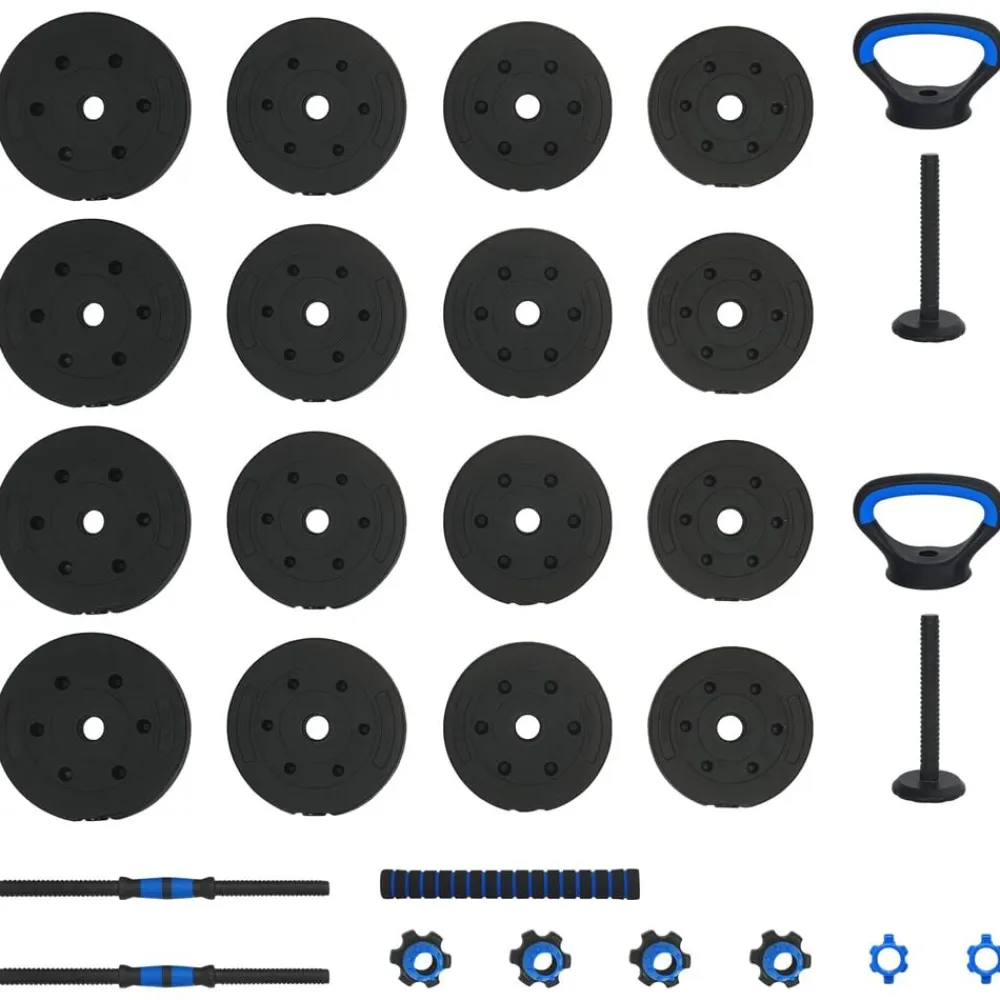 vidaXL Fitness Y Musculación-Set de Mancuernas, Barra y Kettlebell 4 en 1 30kg 30kg