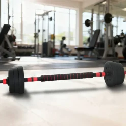vidaXL Set de Mancuernas y Barra de 2 en 1 20kg 20kg Negro y rojo Online