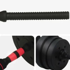 vidaXL Set de Mancuernas y Barra de 2 en 1 20kg 20kg Negro y rojo Online