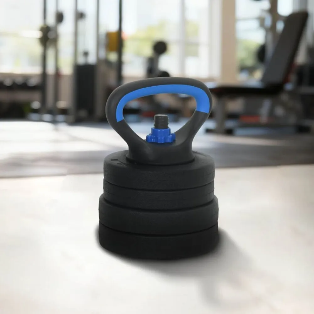 vidaXL Set de Mancuernas, Barra y Kettlebell 4 en 1 20kg 20kg Negro y azul Sale