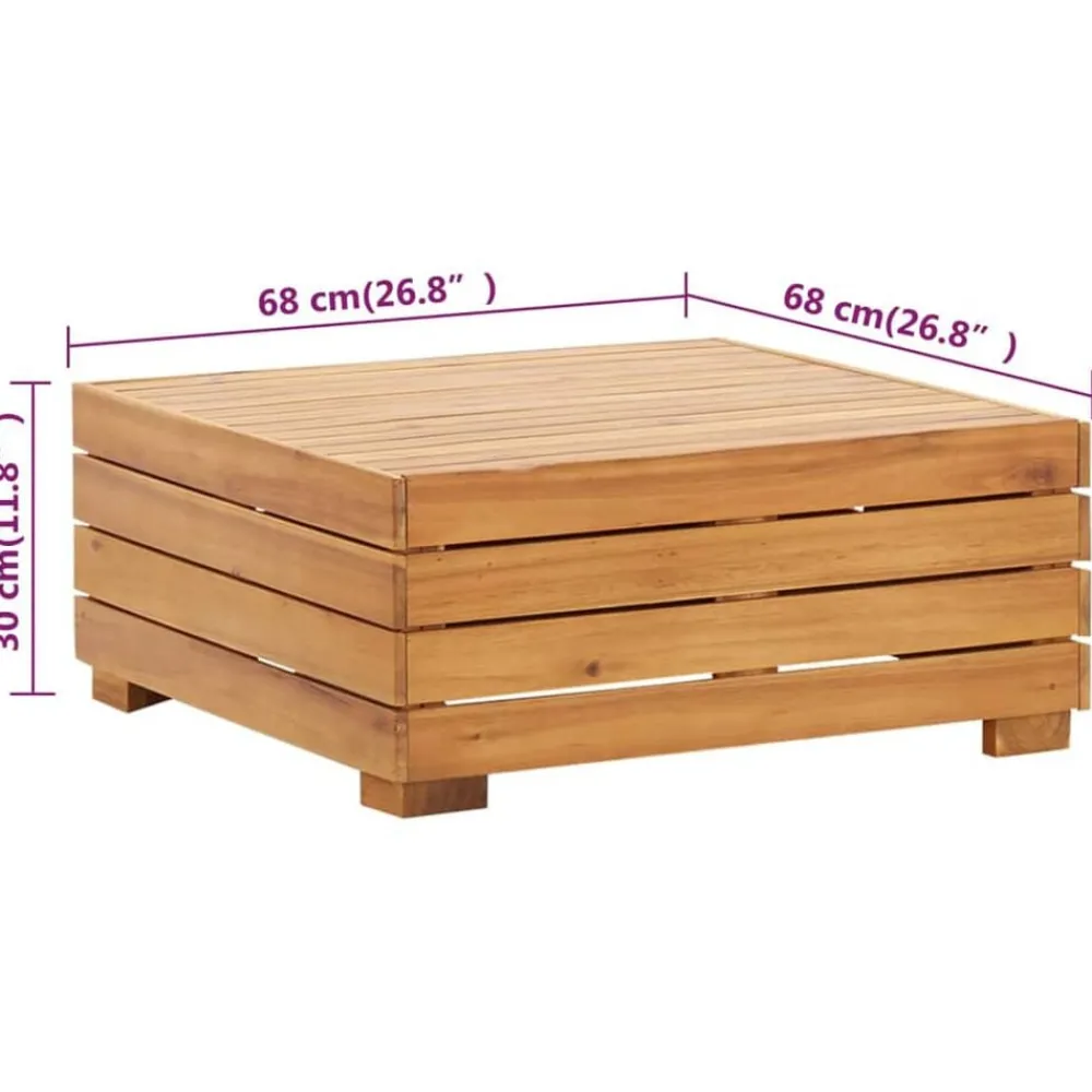vidaXL Muebles De Jardín-Set de mesa y reposapiés de jardín cojín madera maciza acacia