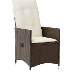 vidaXL Muebles De Jardín-Set de mesa y sillas de jardín 11 pzs y cojines ratán PE marrón