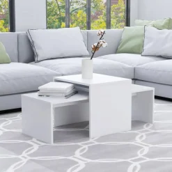 vidaXL Set de mesas de centro madera contrachapada 100x48x40 cm Blanco Sale