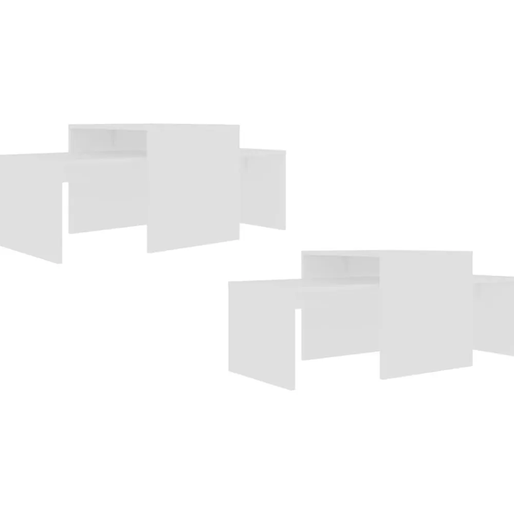 vidaXL Set de mesas de centro madera contrachapada 100x48x40 cm Blanco Sale