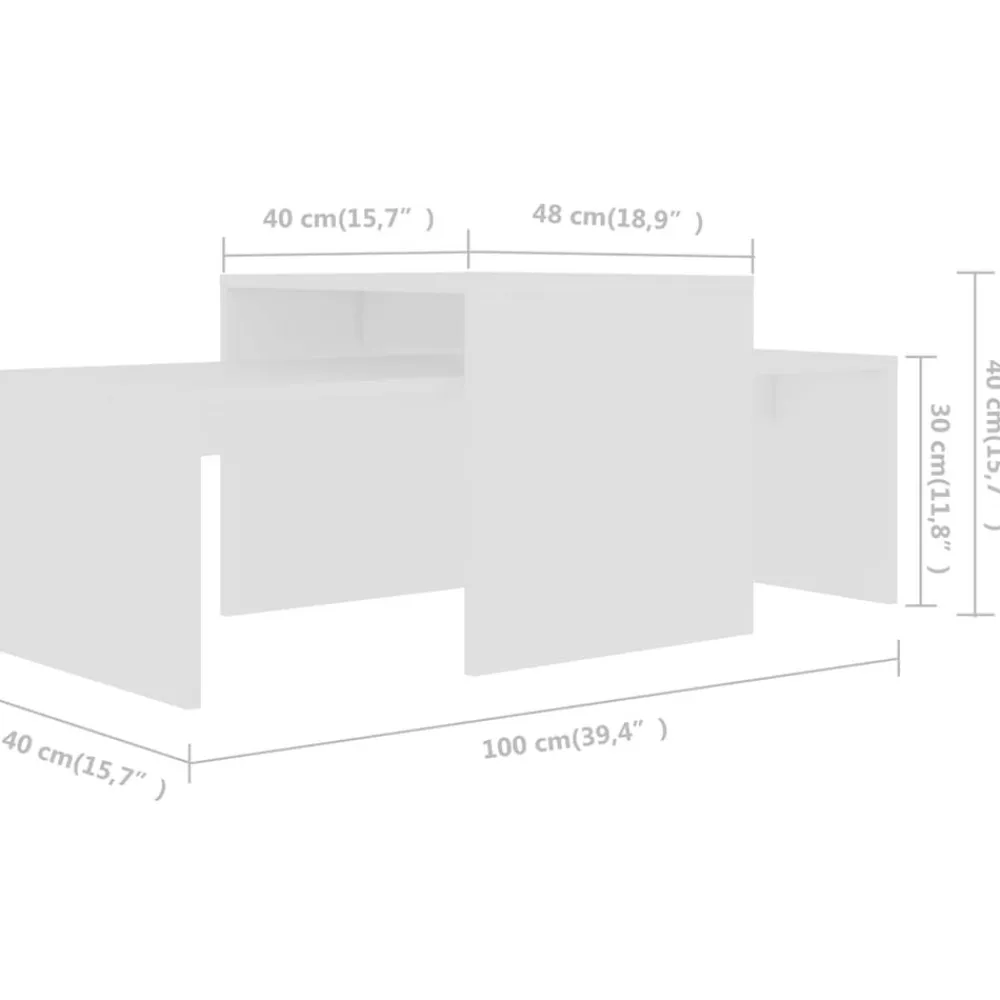 vidaXL Set de mesas de centro madera contrachapada 100x48x40 cm Blanco Sale
