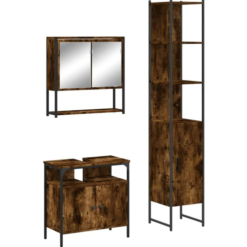 vidaXL Conjuntos De Muebles-Set de muebles baño 3 pzas madera contrachapada
