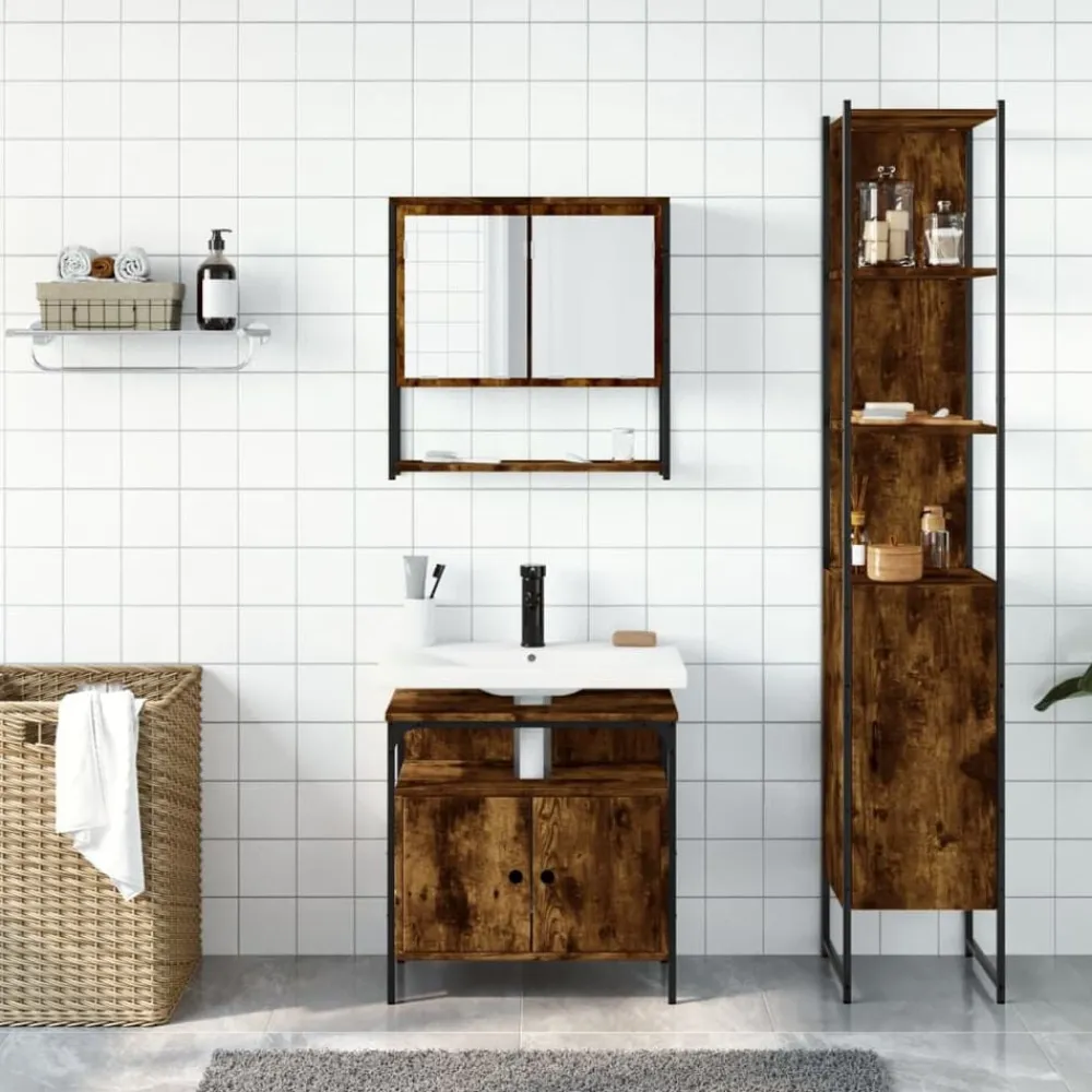 vidaXL Conjuntos De Muebles-Set de muebles baño 3 pzas madera contrachapada