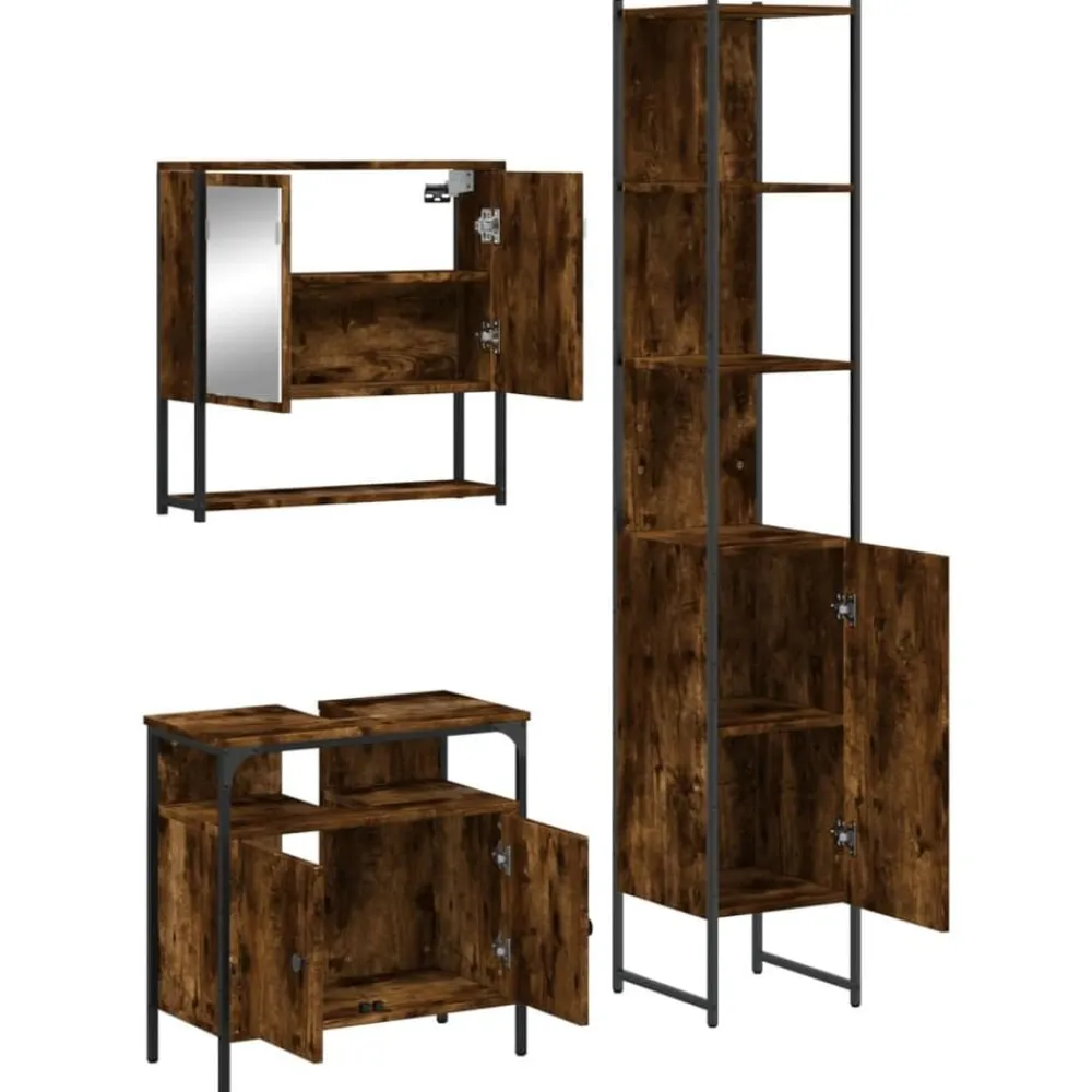 vidaXL Conjuntos De Muebles-Set de muebles baño 3 pzas madera contrachapada