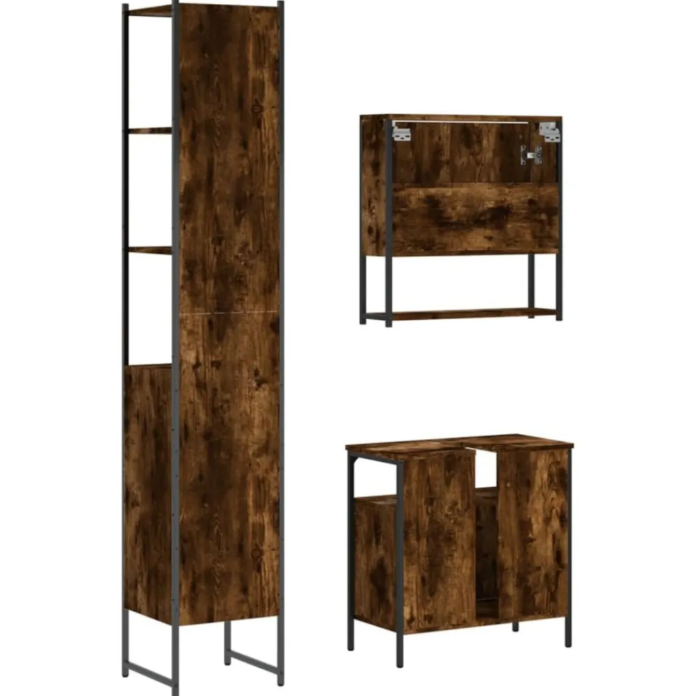 vidaXL Conjuntos De Muebles-Set de muebles baño 3 pzas madera contrachapada