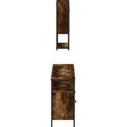vidaXL Set de muebles baño 3 pzas madera contrachapada Roble ahumado Sale