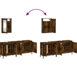 vidaXL Set de muebles baño 3 pzas madera contrachapada Roble ahumado