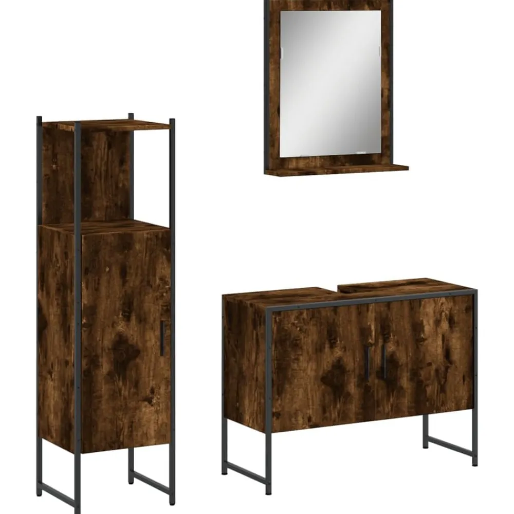 vidaXL Conjuntos De Muebles-Set de muebles baño 3 pzas madera contrachapada