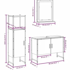 vidaXL Conjuntos De Muebles-Set de muebles baño 3 pzas madera contrachapada