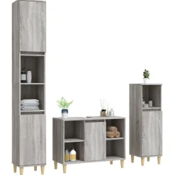 vidaXL Set de muebles de baño 3 pzas madera contrachapada Gris sonoma Outlet