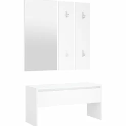 vidaXL Bancos-Set de muebles de recibidor madera contrachapada roble ahumado