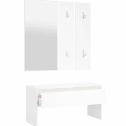 vidaXL Bancos-Set de muebles de recibidor madera contrachapada roble ahumado