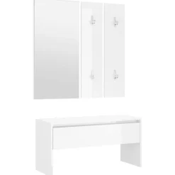 vidaXL Set de muebles de recibidor madera contrachapada blanco brillo Blanco brillante Best