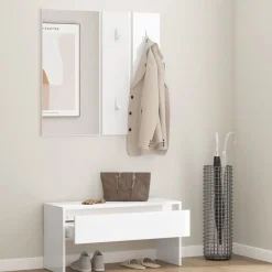 vidaXL Set de muebles de recibidor madera contrachapada blanco brillo Blanco brillante Best