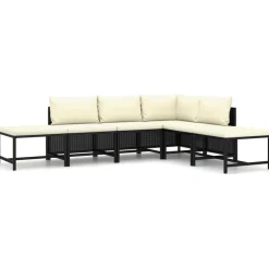 vidaXL Muebles De Jardín-Set de muebles de jardín 6 pzas y cojines ratán sintético