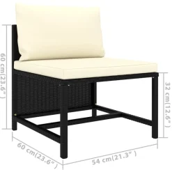 vidaXL Muebles De Jardín-Set de muebles de jardín 6 pzas y cojines ratán sintético