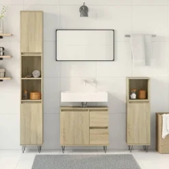 vidaXL Conjuntos De Muebles-Set de muebles de baño 3 pzas madera contrachapada
