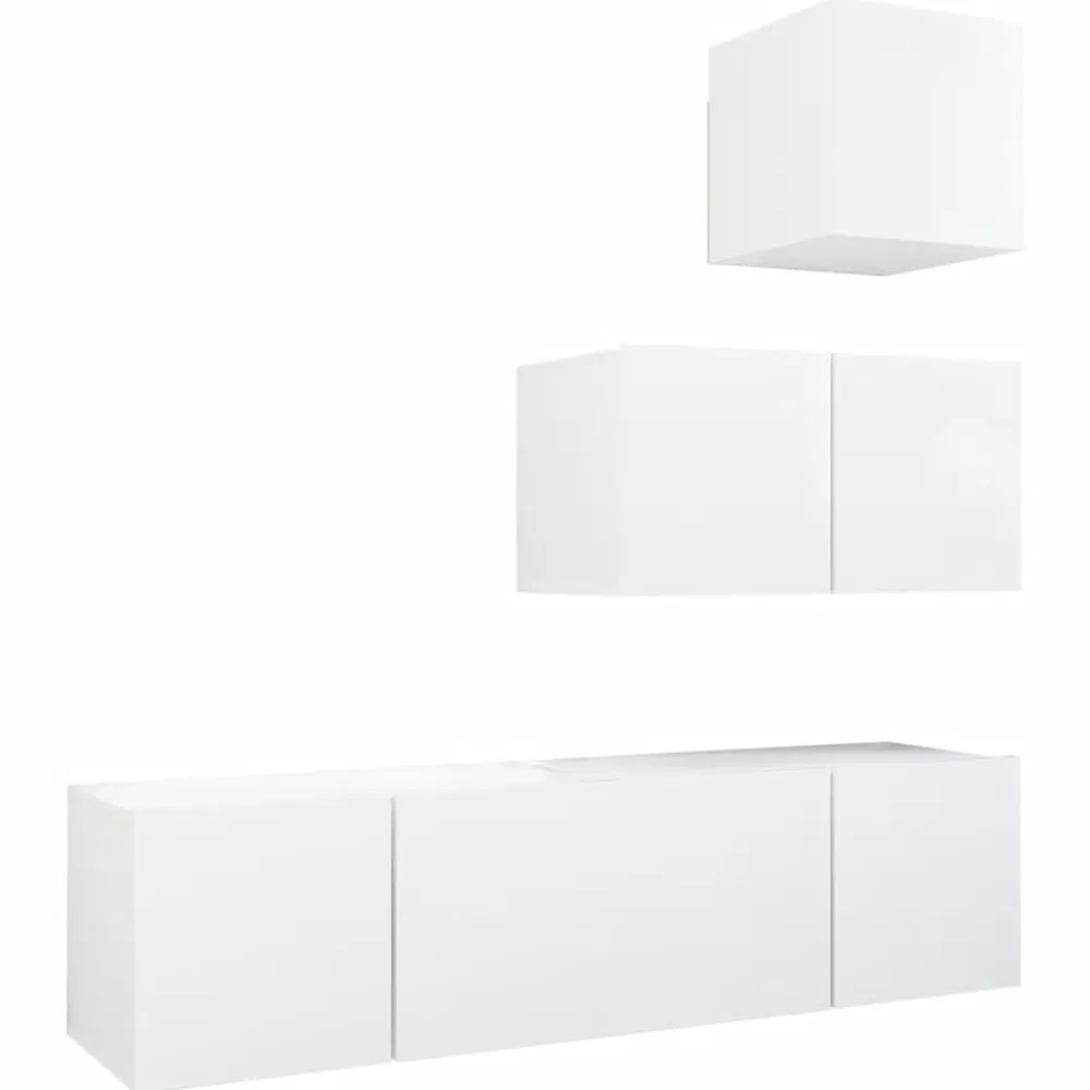 vidaXL Muebles Tv-Set de muebles de salón TV 4 piezas madera de ingeniería