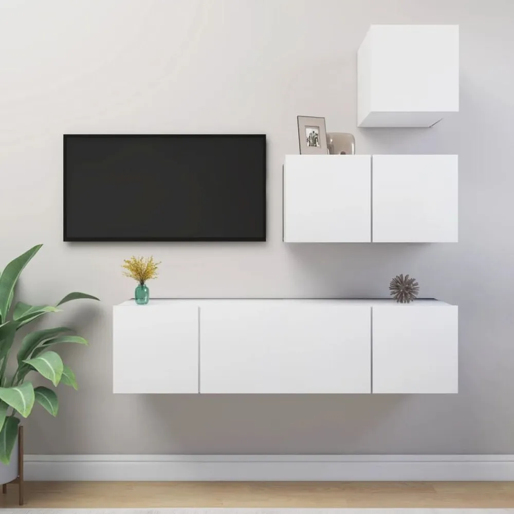 vidaXL Muebles Tv-Set de muebles de salón TV 4 piezas madera de ingeniería