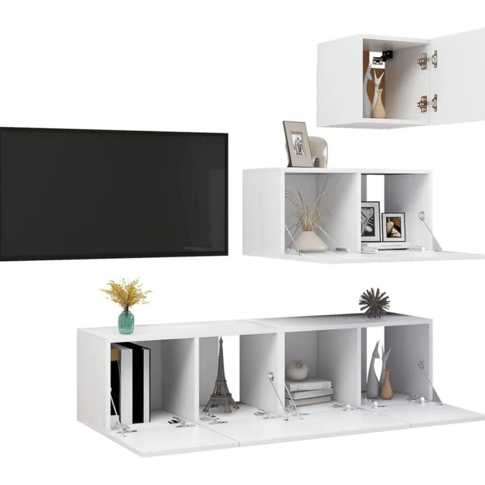 vidaXL Muebles Tv-Set de muebles de salón TV 4 piezas madera de ingeniería