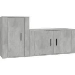 vidaXL Muebles Tv-Set de muebles de TV 2 pzas madera contrachapada gris hormigón