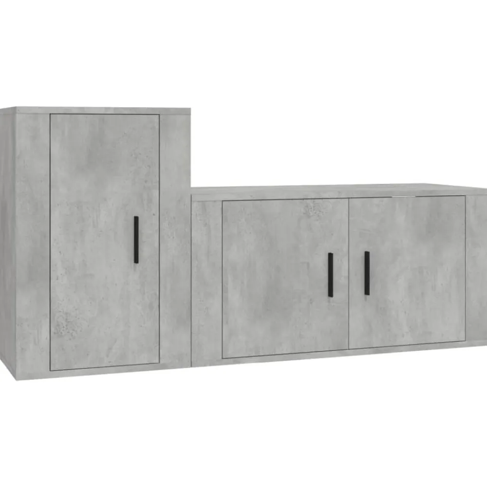 vidaXL Muebles Tv-Set de muebles de TV 2 pzas madera contrachapada gris hormigón