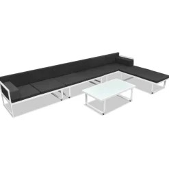 vidaXL Muebles De Jardín-Set de muebles de jardín 5 piezas textilene aluminio negro