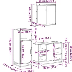 vidaXL Set de muebles de baño 3 pzas madera contrachapada Gris sonoma Clearance