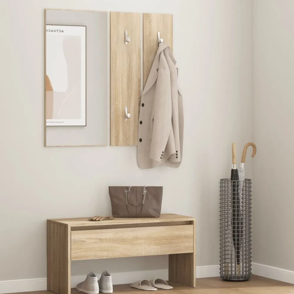 vidaXL Bancos-Set de muebles de recibidor madera contrachapada