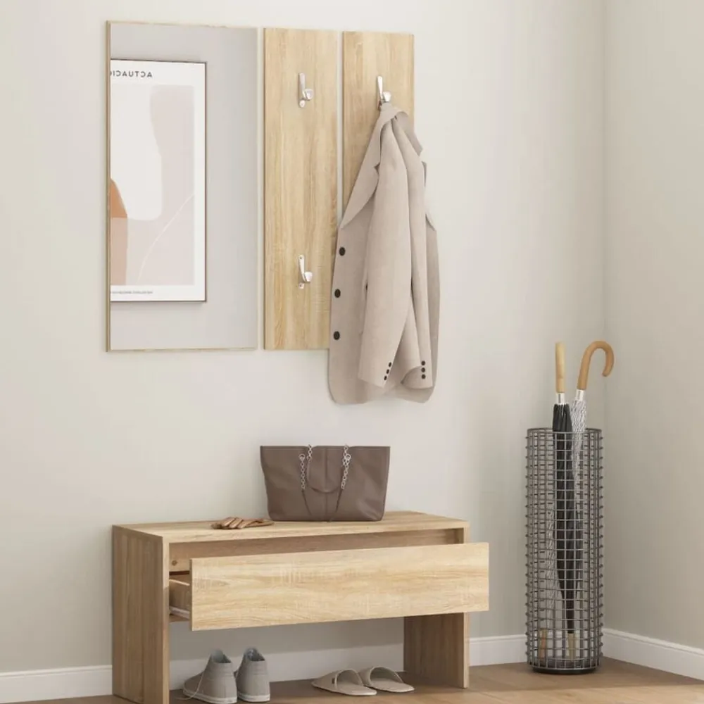 vidaXL Bancos-Set de muebles de recibidor madera contrachapada