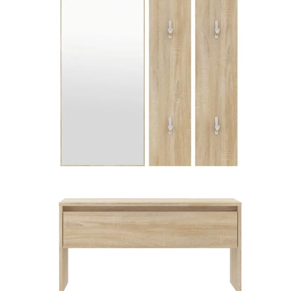 vidaXL Bancos-Set de muebles de recibidor madera contrachapada