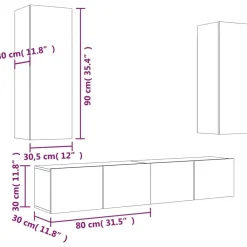 vidaXL Muebles Tv-Set de muebles de TV 4 pzas madera contrachapada