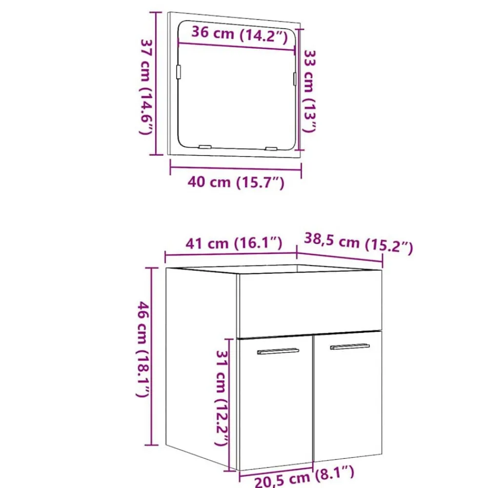 vidaXL Conjuntos De Muebles-Set de muebles de baño 2 pzas madera contrachapada