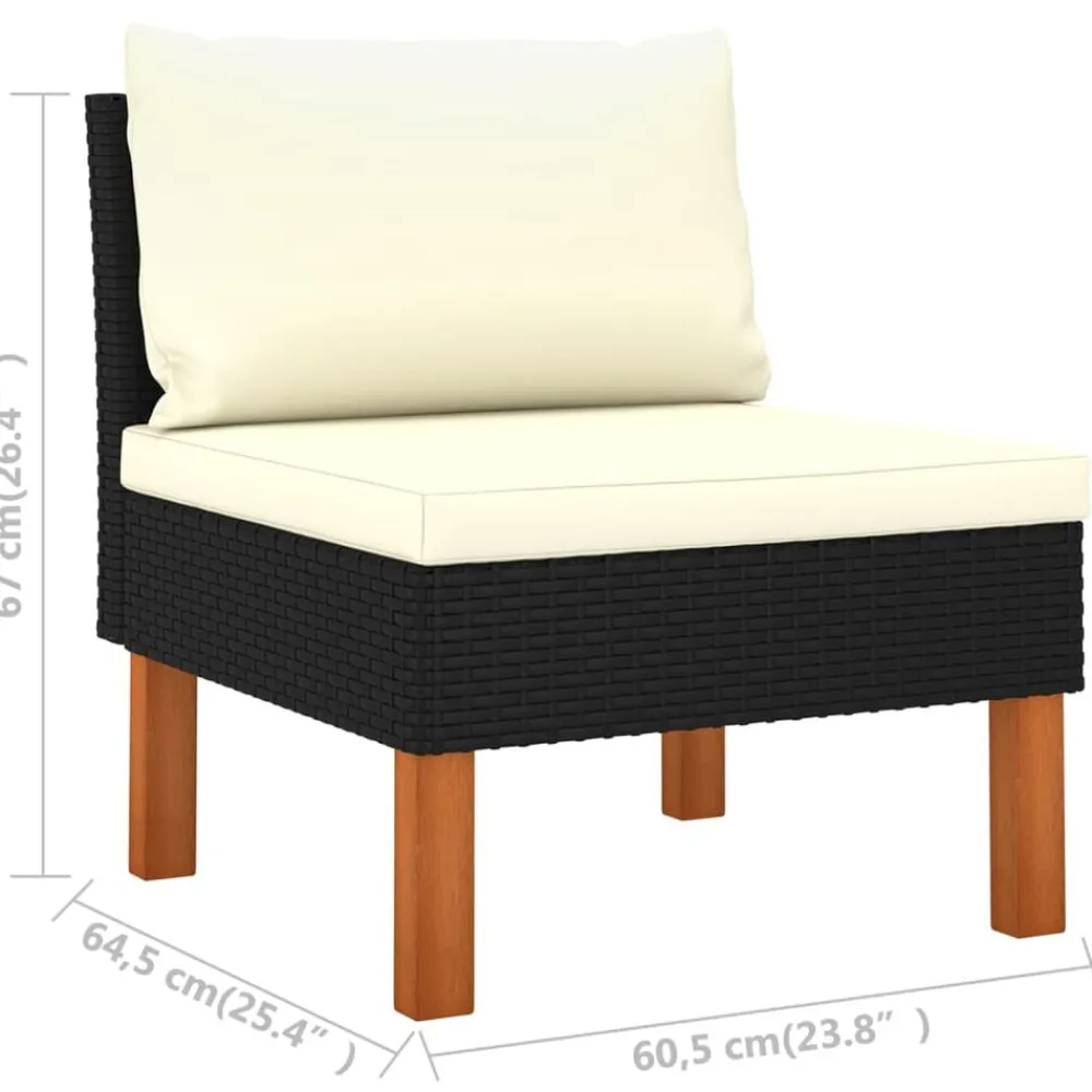 vidaXL Set de muebles de jardín 5 pzas y cojines ratán sintético Negro Clearance