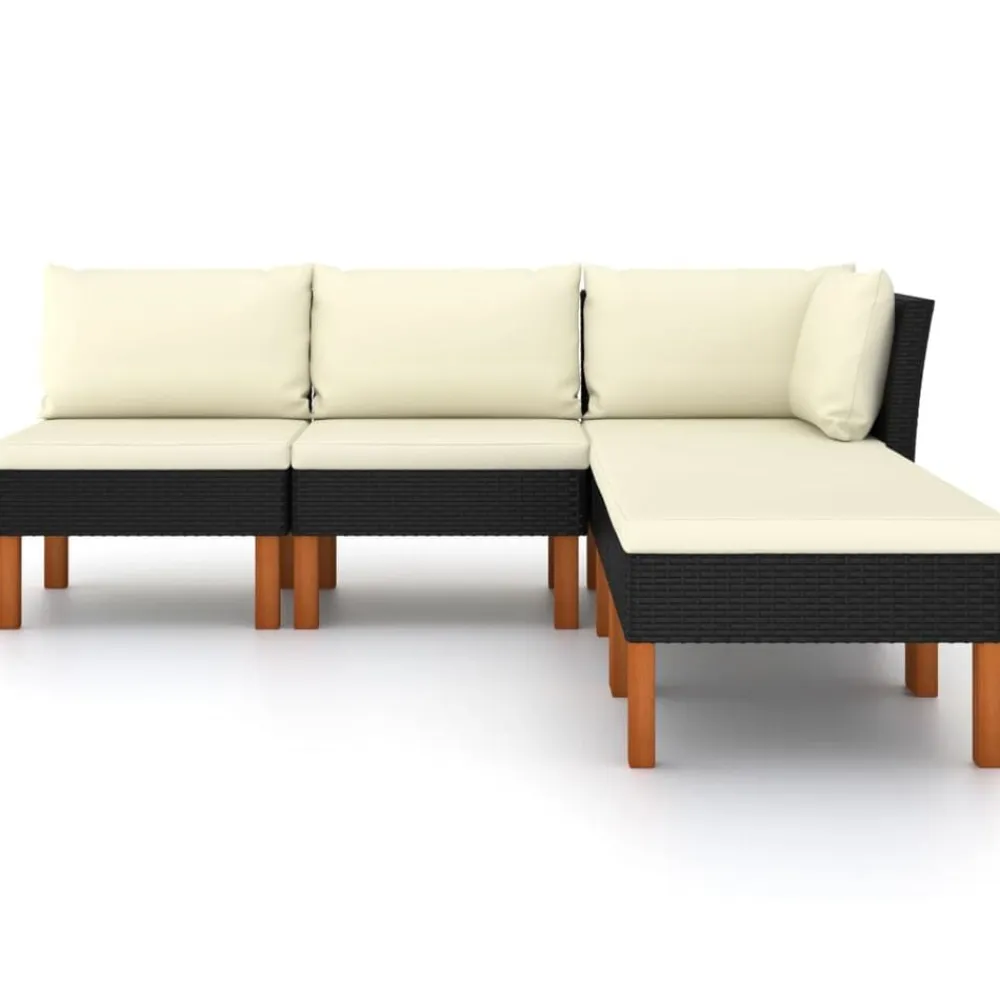 vidaXL Set de muebles de jardín 5 pzas y cojines ratán sintético Negro Clearance