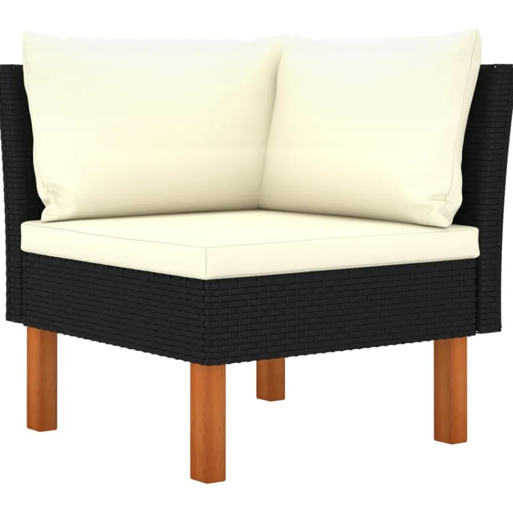 vidaXL Set de muebles de jardín 5 pzas y cojines ratán sintético Negro Clearance