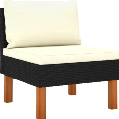 vidaXL Set de muebles de jardín 5 pzas y cojines ratán sintético Negro Clearance