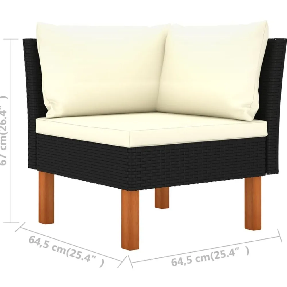 vidaXL Set de muebles de jardín 5 pzas y cojines ratán sintético Negro Clearance