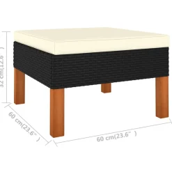 vidaXL Set de muebles de jardín 5 pzas y cojines ratán sintético Negro Clearance