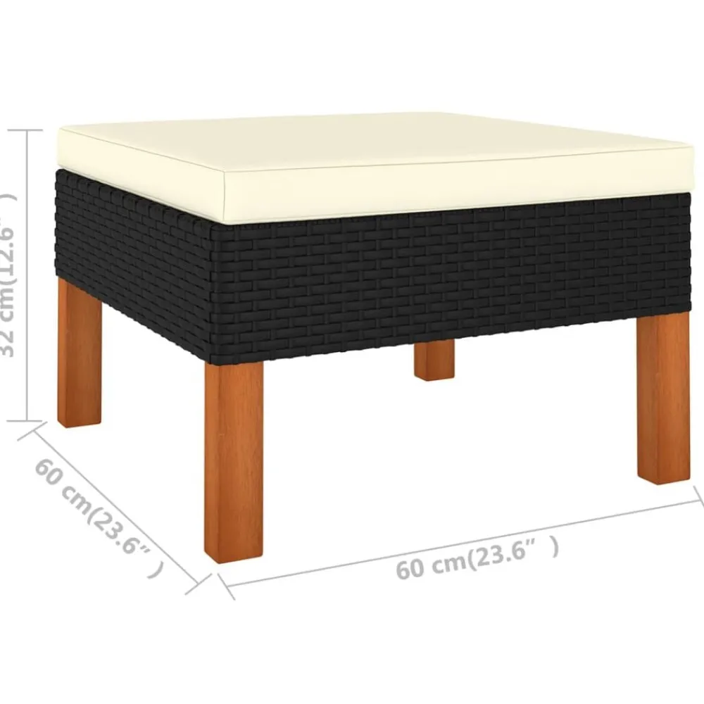 vidaXL Set de muebles de jardín 5 pzas y cojines ratán sintético Negro Clearance