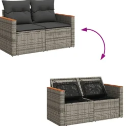 vidaXL Set de muebles de jardín 6 pzas y cojines ratán sintético Gris New