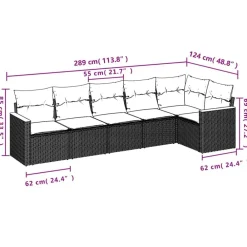 vidaXL Set de muebles de jardín 6 pzas y cojines ratán sintético Gris New