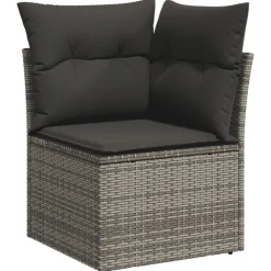 vidaXL Set de muebles de jardín 6 pzas y cojines ratán sintético Gris New