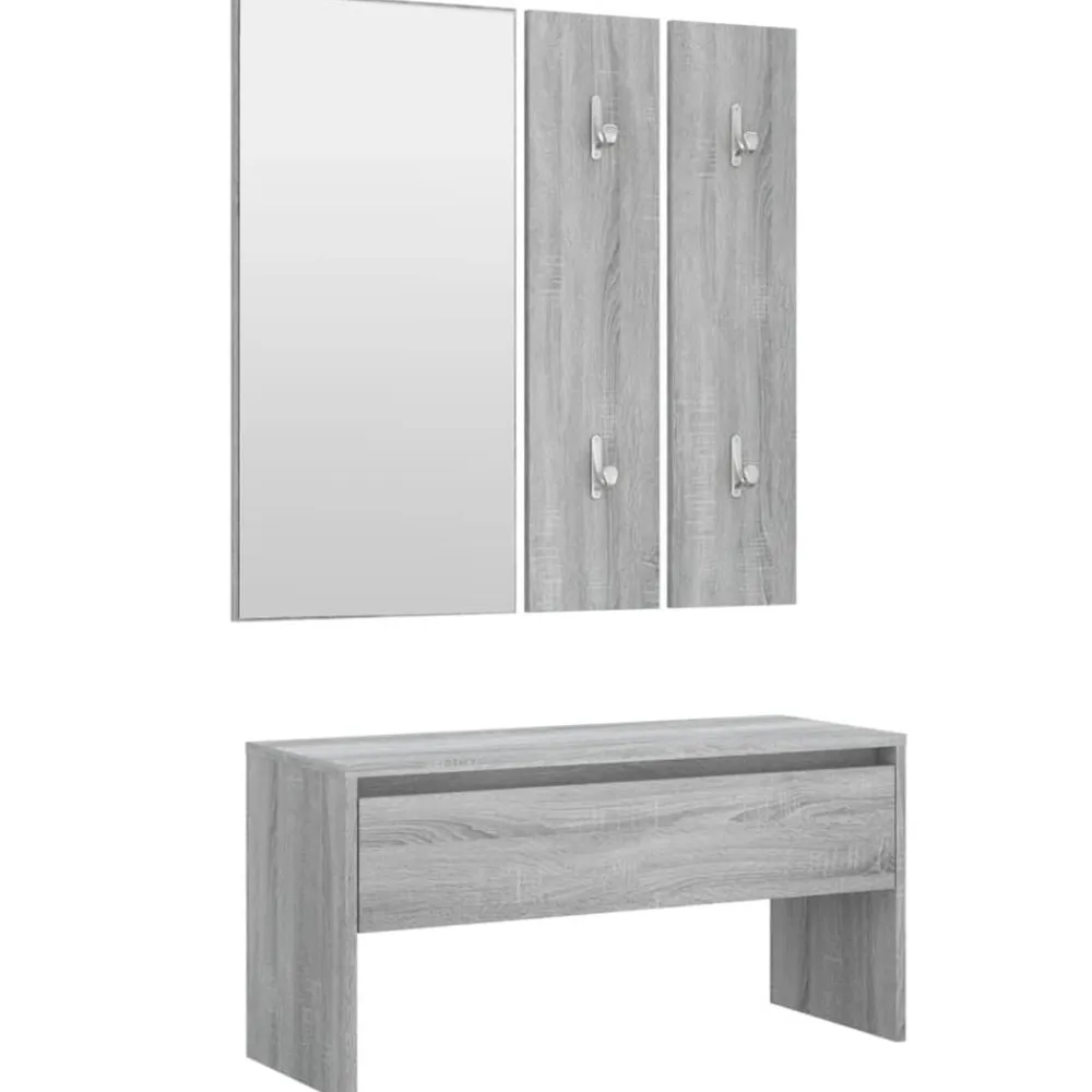 vidaXL Bancos-Set de muebles de recibidor madera contrachapada