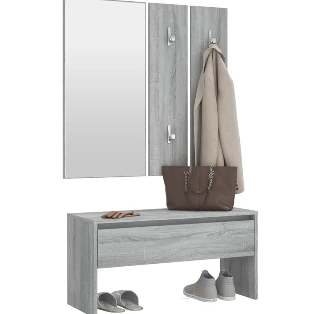 vidaXL Bancos-Set de muebles de recibidor madera contrachapada